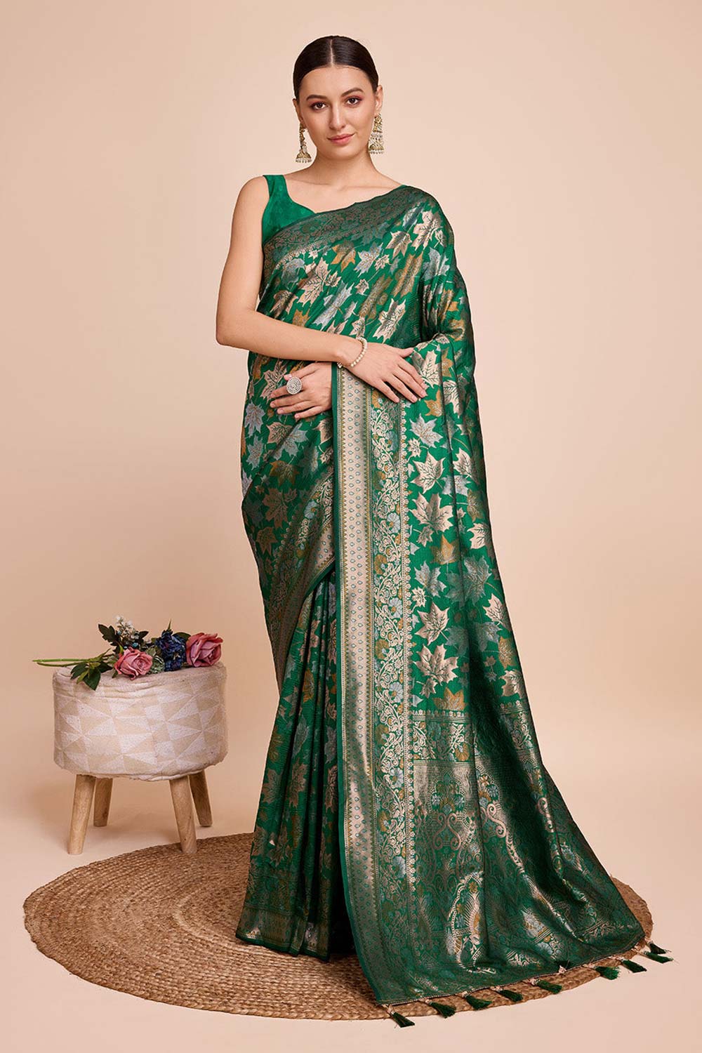 Green Pure Silk Zari  Saree