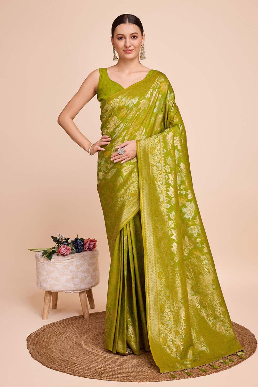 Green Pure Silk Zari  Saree