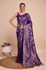 Purple Pure Silk Zari  Saree