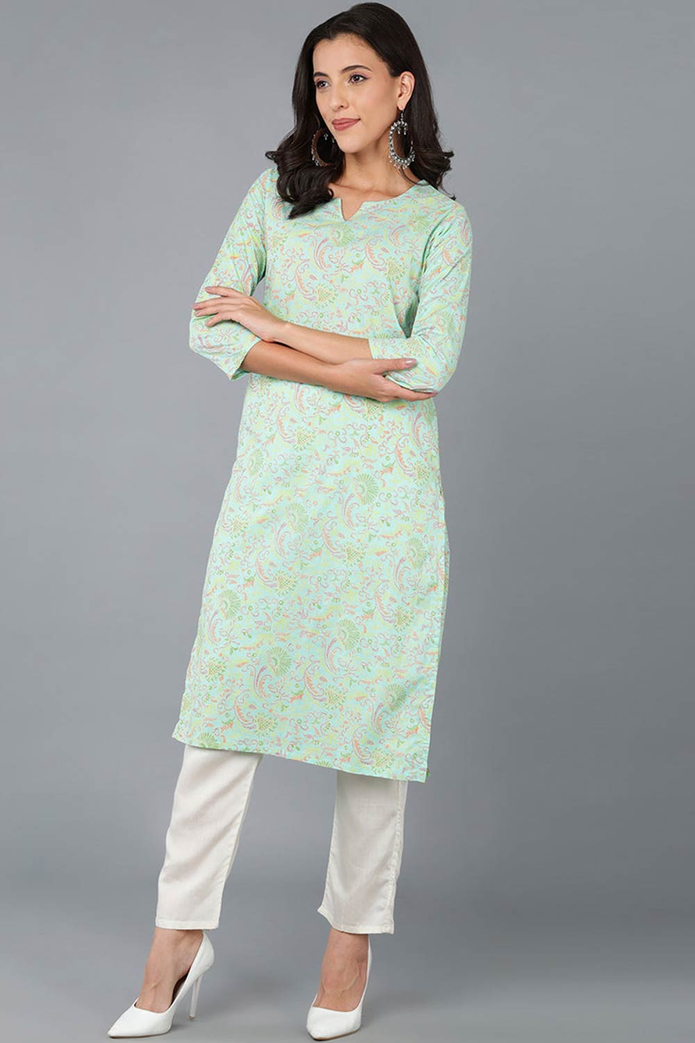 Blue Cotton Printed  KurtI Set