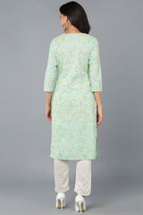 Blue Cotton Printed  KurtI Set