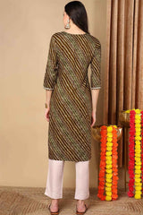 Green Rayon Leheriya Straight Fit KurtI Set