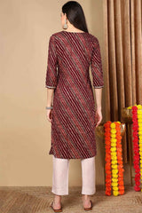 Purple Rayon Leheriya Straight Fit KurtI Set