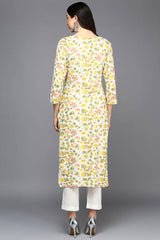 White Rayon Floral Print V Neck KurtI Set