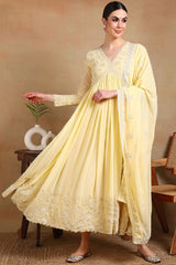 Yellow Georgette Embroidered Anarkali Kurta Set