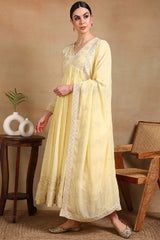 Yellow Georgette Embroidered Anarkali Kurta Set