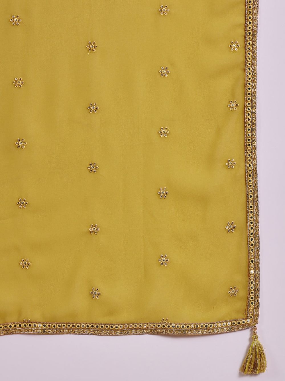 Mustard Georgette Solid Embroidered Anarkali Gown With Dupatta