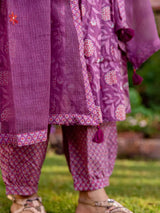 Purple Viscose Rayon Floral Printed Straight Kurta Salwar With Dupatta