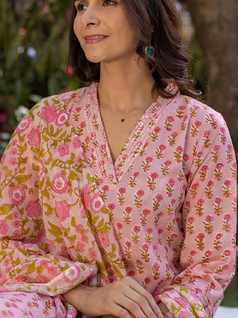 Pink Viscose Rayon Floral Printed Straight Kurta Palazzo With Dupatta