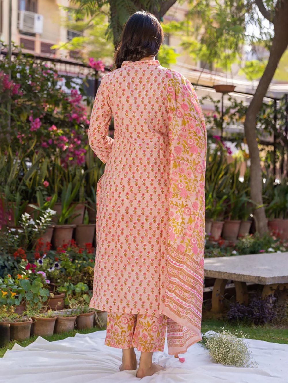 Pink Viscose Rayon Floral Printed Straight Kurta Palazzo With Dupatta