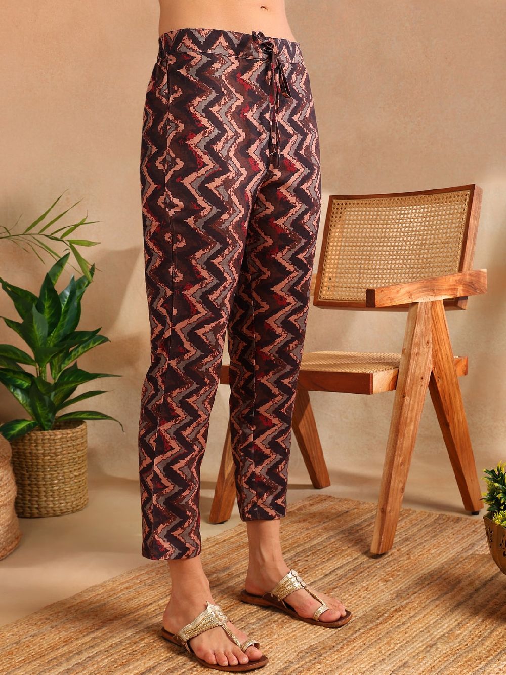 Multi Rayon Blend Ethnic Motifs Printed A-Line Kurta Trouser With Dupatta