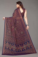 Blue Chiffon printed Saree