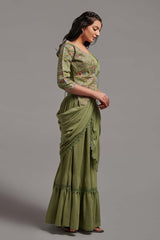 Green Georgette Thread Design Saree