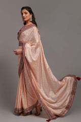 Pink Chinon Zari  Saree