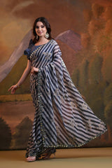 Black Georgette printed Saree