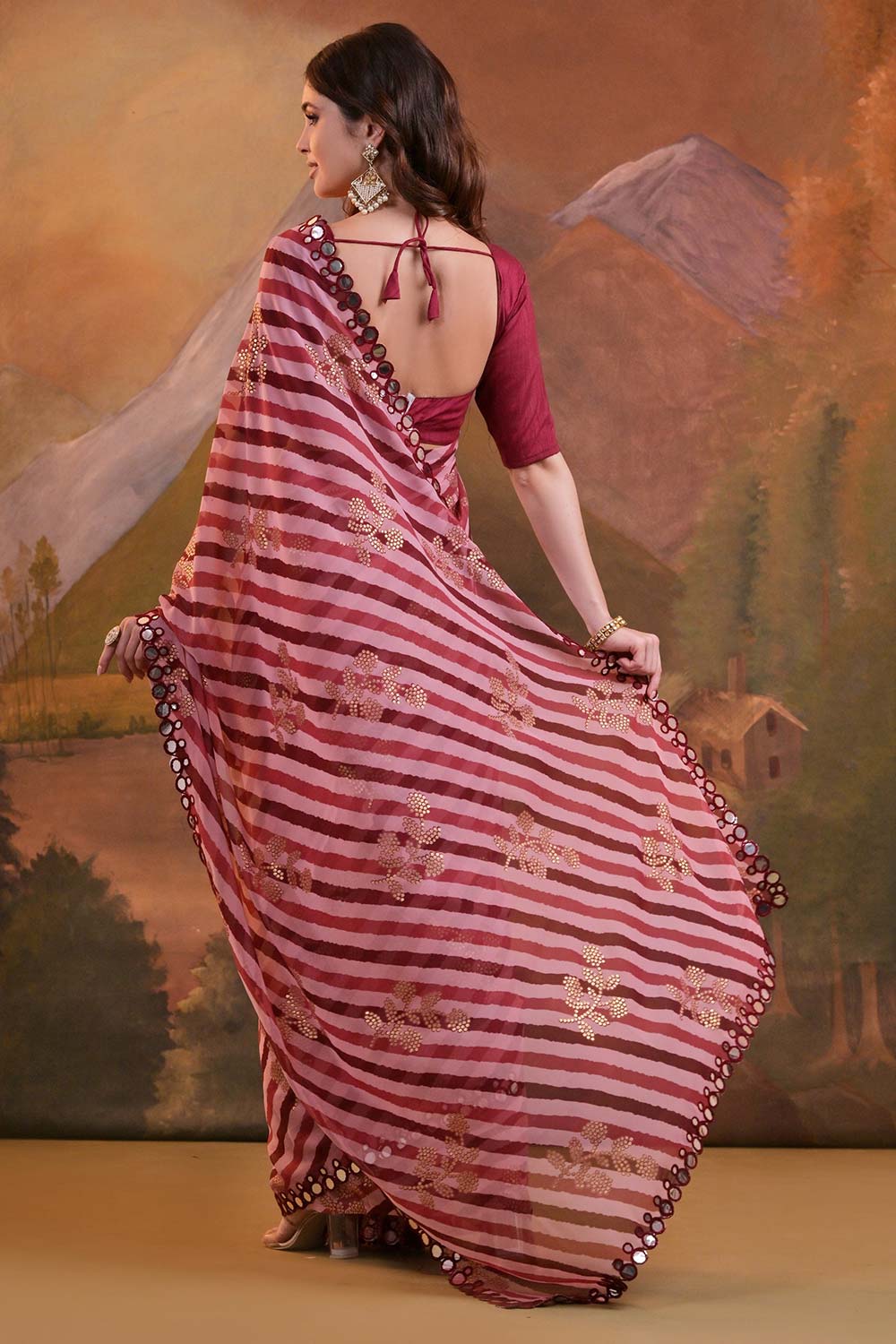 Red Georgette printed Saree