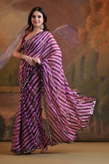 Purple Georgette printed Saree