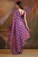 Purple Georgette printed Saree