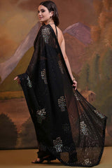 Black Georgette Embroidered Saree