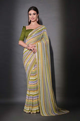 Green Georgette printed Saree