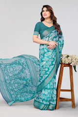 Green Chiffon printed Saree