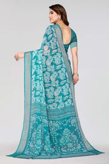 Green Chiffon printed Saree