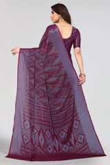 Magenta Chiffon printed Saree