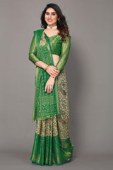 Green Chiffon printed Saree