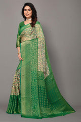 Green Chiffon printed Saree