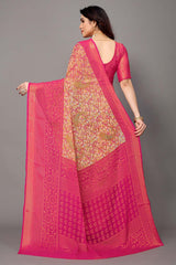 Pink Chiffon printed Saree