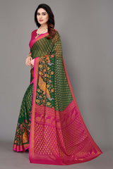 Green Chiffon printed Saree