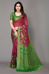 Magenta Chiffon printed Saree