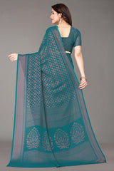 Green Chiffon printed Saree