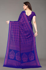 Blue Chiffon printed Saree