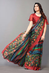 Black Chiffon printed Saree