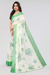 Green Chiffon printed Saree