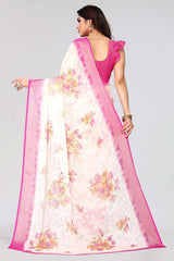 Pink Chiffon printed Saree