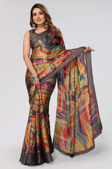 Black Chiffon printed Saree