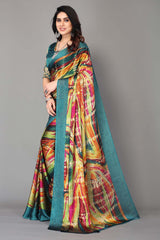 Green Chiffon printed Saree