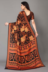 Black Chiffon printed Saree