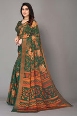 Green Chiffon printed Saree