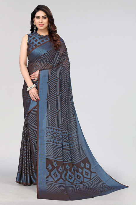 Black Chiffon printed Saree