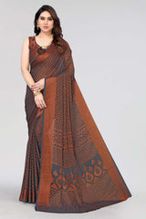 Grey Chiffon printed Saree