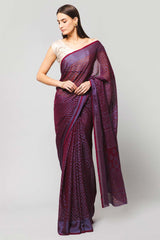 Magenta Chiffon printed Saree