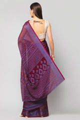 Magenta Chiffon printed Saree