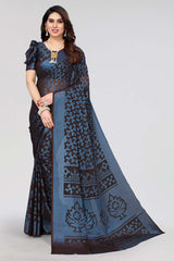 Black Chiffon printed Saree