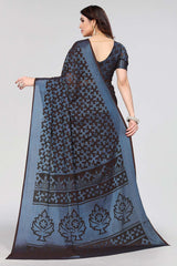 Black Chiffon printed Saree