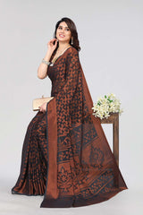 Grey Chiffon printed Saree