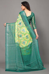 Green Chiffon printed Saree