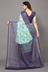 Blue Chiffon printed Saree